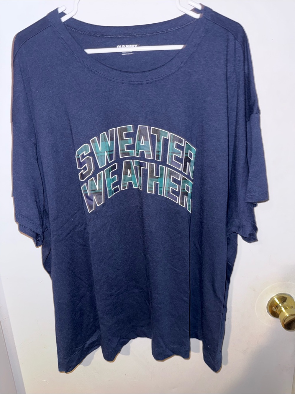 Old Navy Navy Graphic 'Sweater Weather' short sleeve PJ top Plus 3X